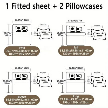 3pcs Set of Bed Sheets with Sky Eye Pattern - Soft and Comfortable Bedding Set for Bedroom, Guest Room and Dormitory Decoration - Confia - reusablefoodstoragebags confia