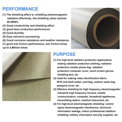 Faraday Fabric-EMI RFID Shielding-Block RF Military Grade for Radio wave and Other Electromagnetic Prevention Effectiveness Waterproof for Indoor and Outdoor - Confia