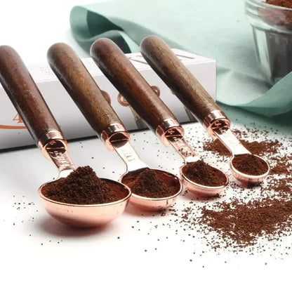 1PCs Measuring Spoons Premium Stainless Steel Measuring Spoons Set With Walnut Wooden Handle For Cooking Baking - Confia