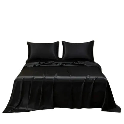 Satin Bed Sheet Sets for Summer Silky Smooth Top Sheet with Pillowcase Single/Queen/King Ice Cooling Flat Bed Sheet Sets - Confia - reusablefoodstoragebags confia