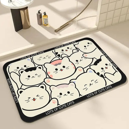 Bath Mats Cute Cat Dog Diatom Ooze Kitchen Accessories Prayer Mat Diatomaceous Earth Mat Non-Slip Super Absorbent Quick Drying Bathroom Mat Natural, Easy to Clean - Confia - reusablefoodstoragebags confia
