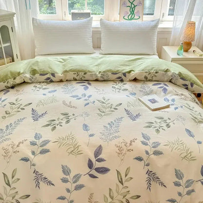 Floral Printed Duvet Cover 1Piece - 100% Cotton Luxury Bedding - Confia - reusablefoodstoragebags confia