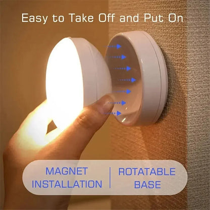 Motion Sensor Night Light for Home with USB Charging Battery Rechargeable Wireless Magnetic Self Adhesive LED Lamp for Wardrobe, Cabinet, Cupboard, Kitchen, Bedroom, Stairs - Confia
