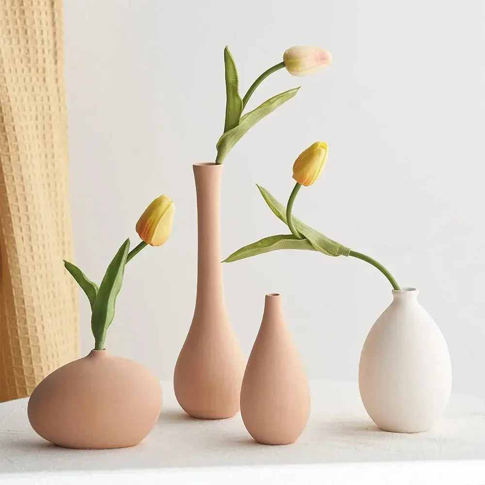 Plain Ceramic Vase Arrangement Creative and Minimalist Nordic Ins Style Decoration Pottery Props for Home Photography Plain Vase - Confia