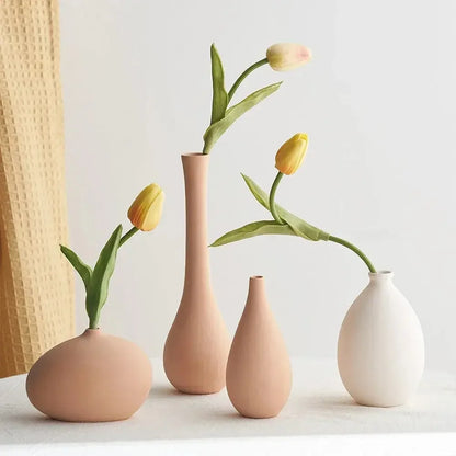 Plain Ceramic Vase Arrangement Creative and Minimalist Nordic Ins Style Decoration Pottery Props for Home Photography Plain Vase - Confia