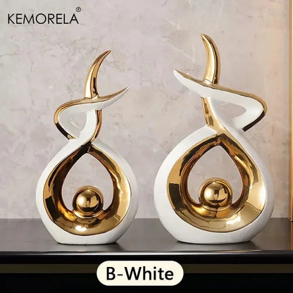 Ceramics Statue Exquisite Home Decor Modern Abstract Art Statue Ornaments Sculpture Decoration for Living Room Table Centerpiece - Confia