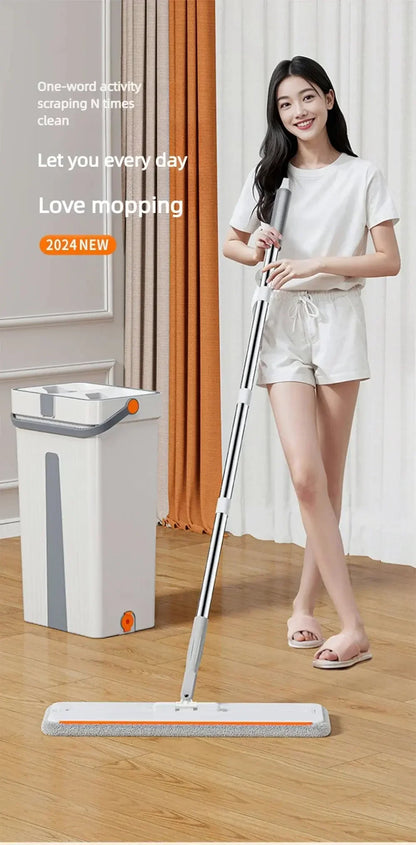 360 flexible Mop Heavy Quality Floor Mop with Bucket, Flexible Kitchen tap Flat Squeeze Cleaning Supplies 360 Flexible Mop Head/2 Reusable Pads Clean Home Floor Cleaners - Confia - reusablefoodstoragebags confia
