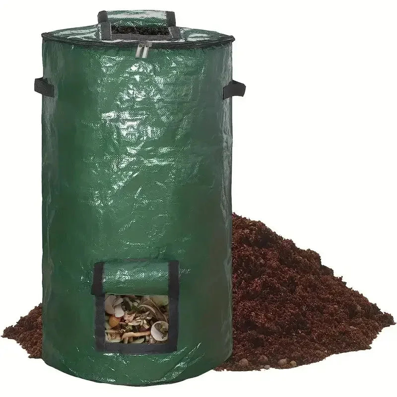 1 Pack, 34 Gallons Reusable Yard Waste Bags with Lid Extra Large Lawn Leaf Bags Heavy Duty Garden Waste Bags Container for Clean Up Outdoor Debris Leaves Grass Clippings - Confia - reusablefoodstoragebags confia