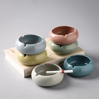 Ceramic Ashtray Handmade Ice Crack Decorative Modern Hotel Ash Tray Living Room Desktop Simple Ashtrays Home Decoration - Confia