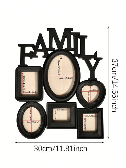 1pc Family Photo Frame Combination Wall Hanging Photo Wall, Wooden Multiple Images Collage Photo Frame For Wall Decor - Confia