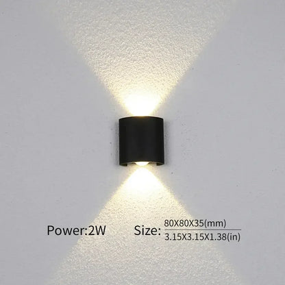16 Watts Wall Lights 8 Ray Oval Up-Down LED Outdoor Waterproof IP65 Exterior Wall Step Light Fixture Waterproof Lamp (Warm White, Black Body) 16 Watts (8 Way) - Confia