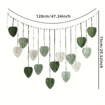 Boho Home Decoration, Macrame Tapestry Macrame Leaf Feather Wall Hanging Decor for Living Room Bedroom, Boho Wall Art Home Decor - Confia