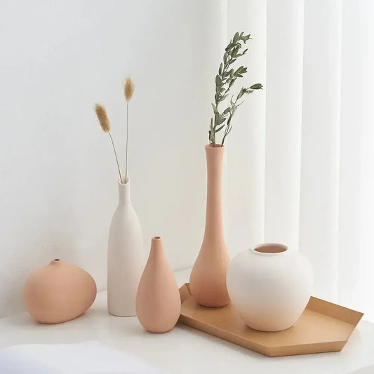 Plain Ceramic Vase Arrangement Creative and Minimalist Nordic Ins Style Decoration Pottery Props for Home Photography Plain Vase - Confia