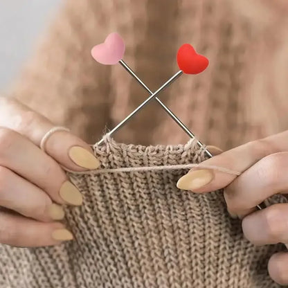 Knitting Needle Caps Point Needle Stoppers Heart Shaped Stitches Stoppers Cute Small Needle Caps Crochet Knitting Accessories - Confia