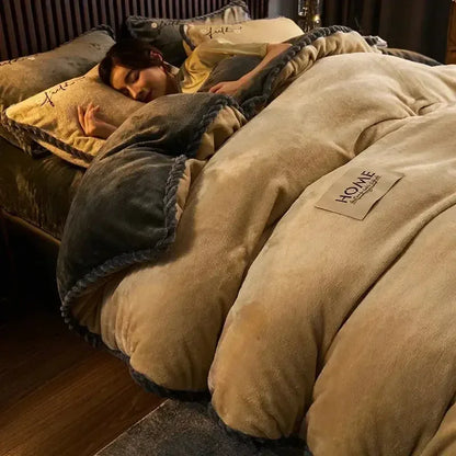Winter Velvet Duvet Cover Without Pillowcases 1PC Thicken Warm Plush King Quilt Cover Suit Double Queen Bed Comforter Cover - Confia - reusablefoodstoragebags confia