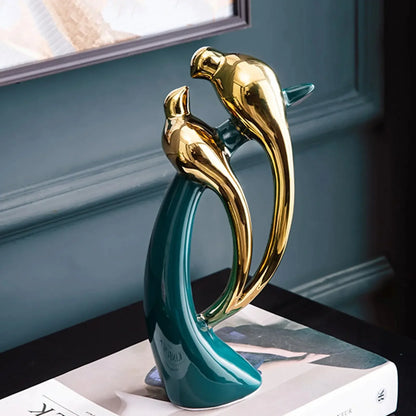 Ceramic Animal Golden Statue Art Sculpture Ceramic Statue for Home Living Room Office Decor B88 - Confia