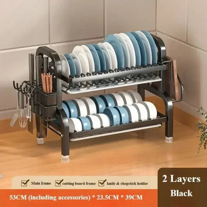 Simple Trending Dish Rack for Kitchen Counter, large Capacity Dish Rack with Utensil Holder, Cutting Board Holder, Drain Board Tray for Kitchen Counter Storage - Confia - reusablefoodstoragebags confia