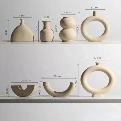Modern Simple Ceramic Art Vase Dried Flowers Flower Arrangement Ornaments Living Room TV Cabinet Bedroom Desktop Home Decoration - Confia