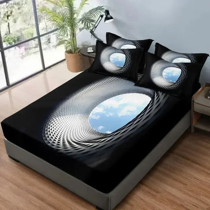 3pcs Set of Bed Sheets with Sky Eye Pattern - Soft and Comfortable Bedding Set for Bedroom, Guest Room and Dormitory Decoration - Confia - reusablefoodstoragebags confia