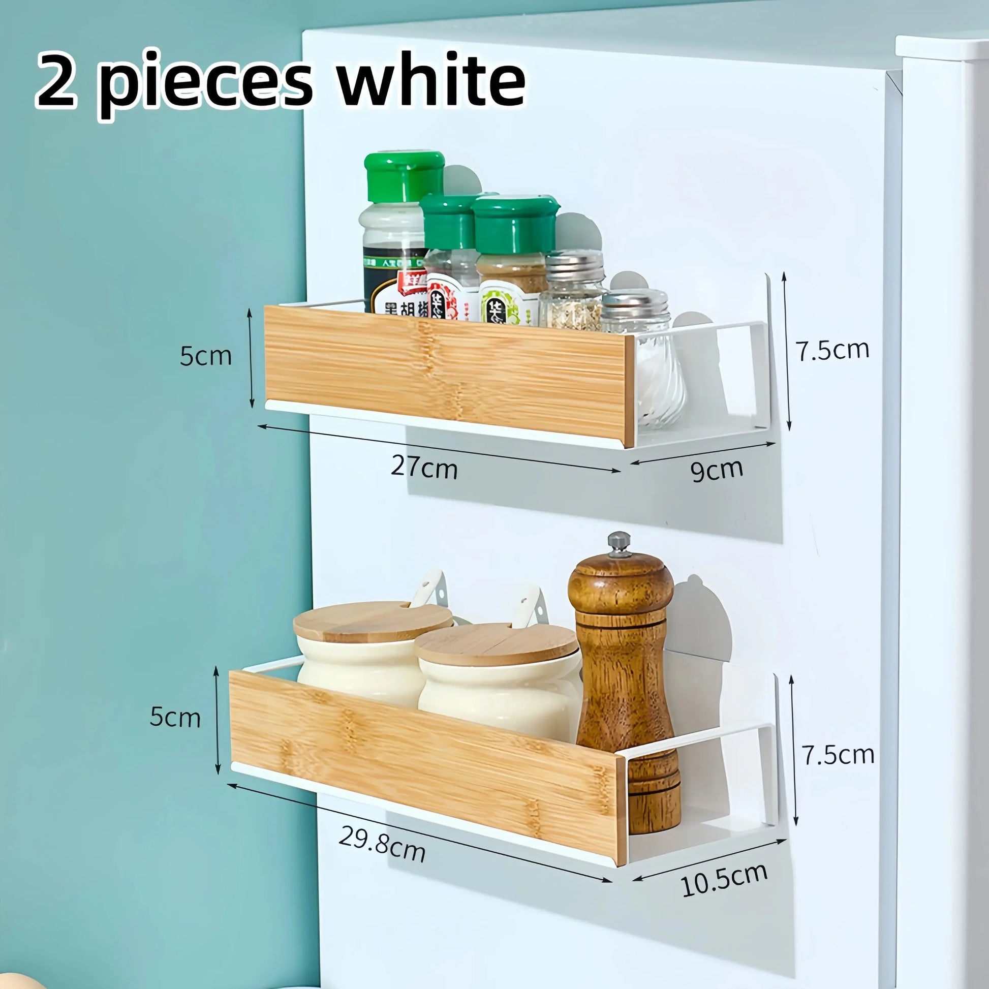 4 Pack Magnetic Spice Storage Rack Organizer for Refrigerator and Oven, Wood Fridge Organizers and Storage - Confia - reusablefoodstoragebags confia