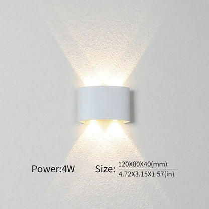 16 Watts Wall Lights 8 Ray Oval Up-Down LED Outdoor Waterproof IP65 Exterior Wall Step Light Fixture Waterproof Lamp (Warm White, Black Body) 16 Watts (8 Way) - Confia