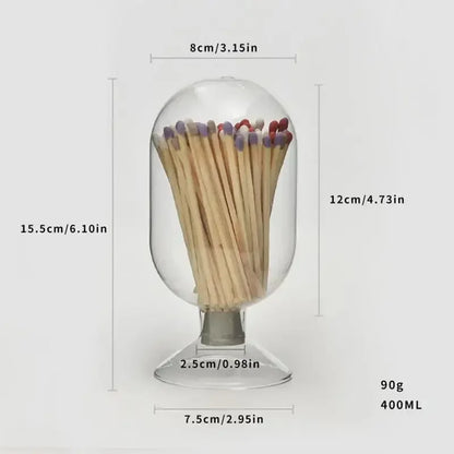 Helix Shaped Match Holder, Glass Matches Cloche for 3.5 Inch, Upside Down Match Holder Jar for Scented Candle on Dining Table Fireplace Bathroom Decoration, Not Include Matches - Confia - reusablefoodstoragebags confia