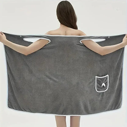 Microfiber Bathing Wearable Magic Towel Bath Towel Beach and Spa Bathrobe Bathroom Towel Dress with Straps for Girls & Women Absorb Water | Washable Bathrobe - Confia - reusablefoodstoragebags confia