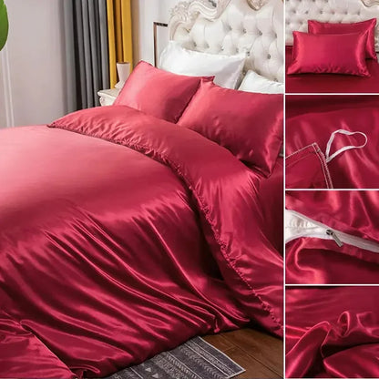 Bedding Duvet Cover Set Soft Silky Textured Comforter Cover with Corner Ties and Zipper Closure - Confia - reusablefoodstoragebags confia