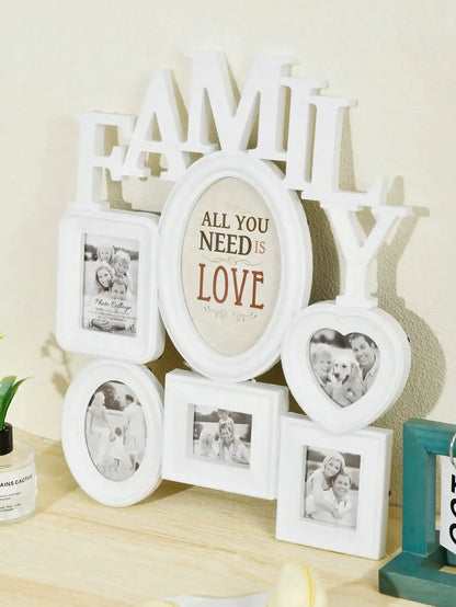 1pc Family Photo Frame Combination Wall Hanging Photo Wall, Wooden Multiple Images Collage Photo Frame For Wall Decor - Confia
