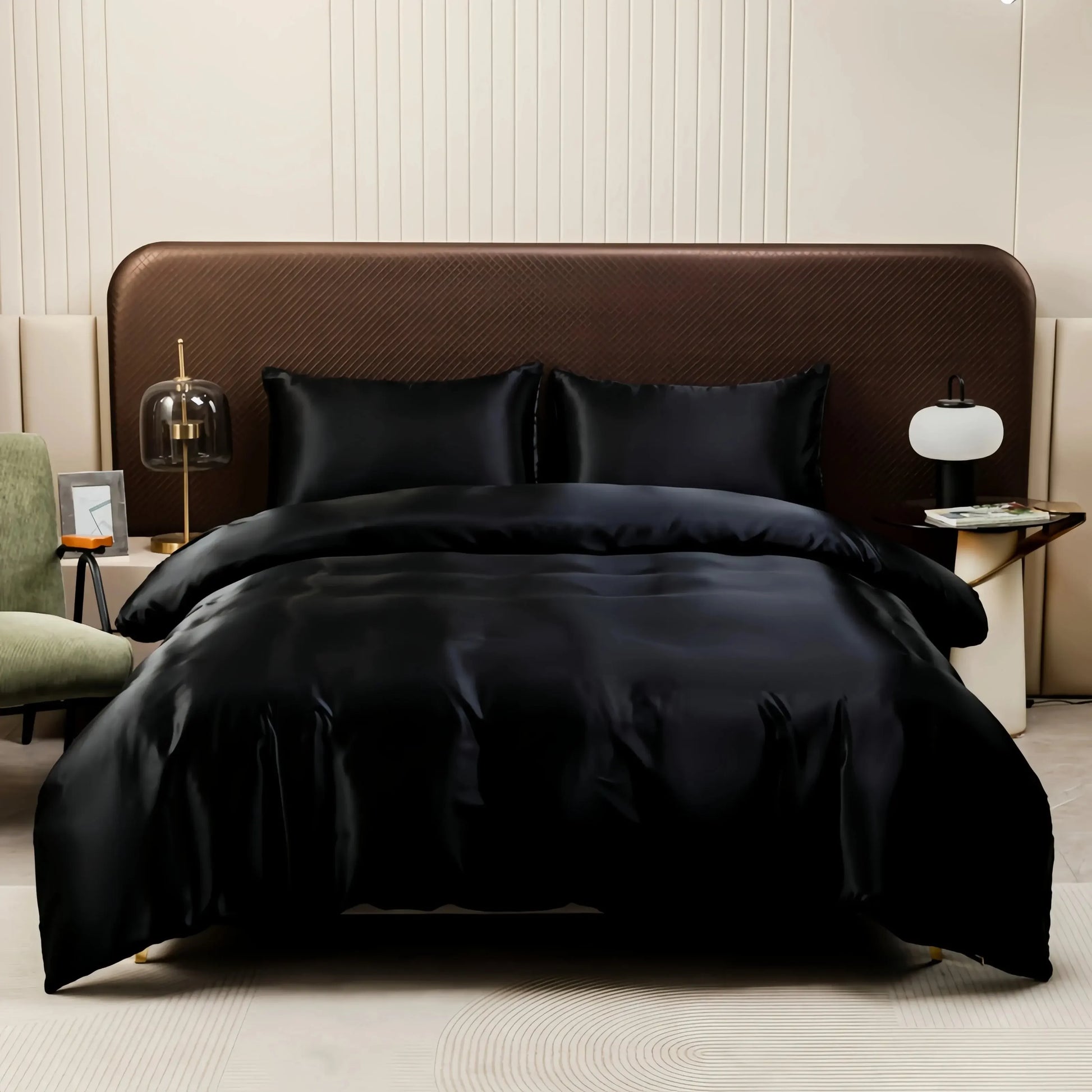 Satin Surface Duvet Cover Colored Bedding Set Queen Size Quilt Cover High Quality Skin-Friendly Fabric Bedding No Sheet - Confia - reusablefoodstoragebags confia