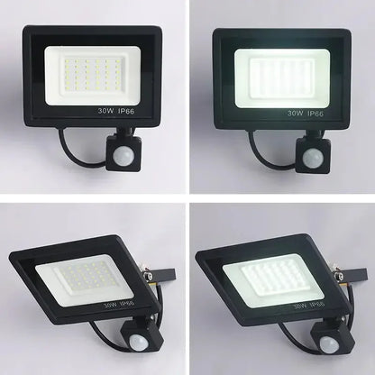 LED Floodlights 100W 50W 30W 20W 10W PIR Motion Sensor IP66 Waterproof LED 220V Hanging Exterior Outdoor Wall Lamp Spotlight - Confia