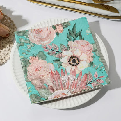 Flower Paper Napkins | Table Decorations | Art Decoupage Napkin | Disposable Birthday Party Serviettes - Confia - reusablefoodstoragebags confia