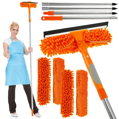 Cleaning Squeegee Window Shower Screen Brush Long Handle Sponge Car Window Squeegee for Gas Station, Glass,Shower - Confia - reusablefoodstoragebags confia