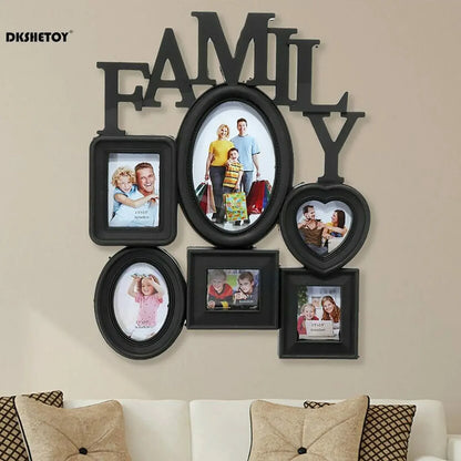 6 Pictures Family Photo Frames Wall Decor Wall Mount Photo Frame Home Room Ornament for Families and Friends Gifts 31X38cm - Confia