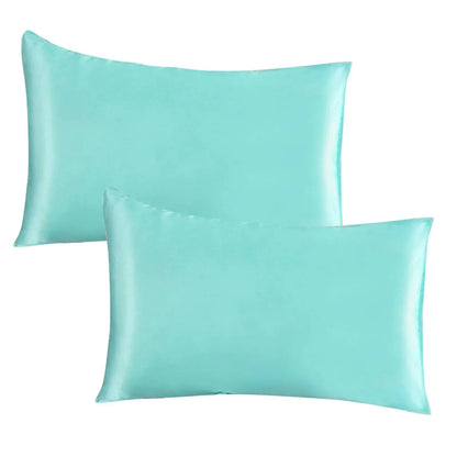 Satin Pillowcase Standard Set Of 2 - Green Silky Pillow Cases For Hair And Skin 20x26 Inches Pillow Covers With Envelope Closure - Confia - reusablefoodstoragebags confia