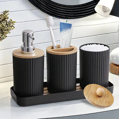 3-Piece Soap Dispenser Set for Bathroom – Soap Dispenser for Wash Basin, Toothbrush Holder, Vanity Tray & Countertop Organizer for Modern Bathroom Décor & Sink Storage - Confia - reusablefoodstoragebags confia