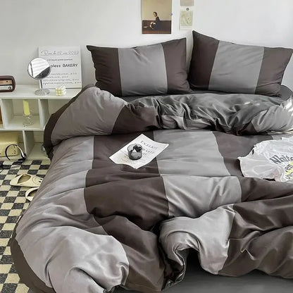 Microfiber Solid Satin Stripe Cotton AC Comforter Set King Size Double Bed with 1 Flat Bedsheet Linen Duvet Cover Set - Confia - reusablefoodstoragebags confia