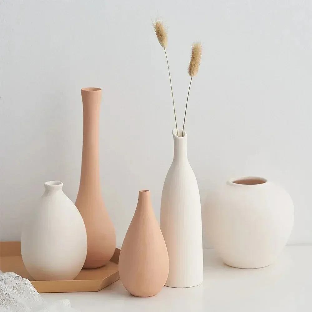Plain Ceramic Vase Arrangement Creative and Minimalist Nordic Ins Style Decoration Pottery Props for Home Photography Plain Vase - Confia