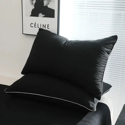 Plain Solid Black Double bedsheet Made with Pure Microfiber Single Color Bedsheet for Double Bed with 2 Pillow Cover Single/Queen/King Bed Cover Full Set Plain Bedding - Confia - reusablefoodstoragebags confia