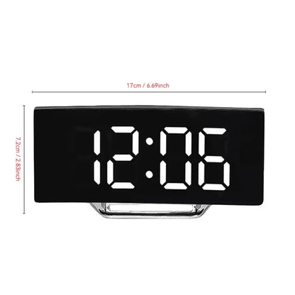 Alarm Clock Digital LED with Modern Curved Design, USB power supply, Bedside Clock with Temperature and Humidity Display ideal for Bedrooms, Kids - Confia