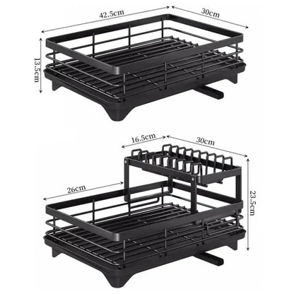 Simple Trending Dish Rack for Kitchen Counter, Large Capacity Dish Rack with Utensil Holder, Cutting Board Holder, Drain Board Tray for Kitchen Counter Storage - Confia - reusablefoodstoragebags confia