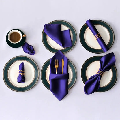 12Pcs 30*30cm Square Satin Table Napkin | Hotel Serving Table Napkins | Washable Handkerchief | Wedding Birthday Banquet Decoration - Confia - reusablefoodstoragebags confia