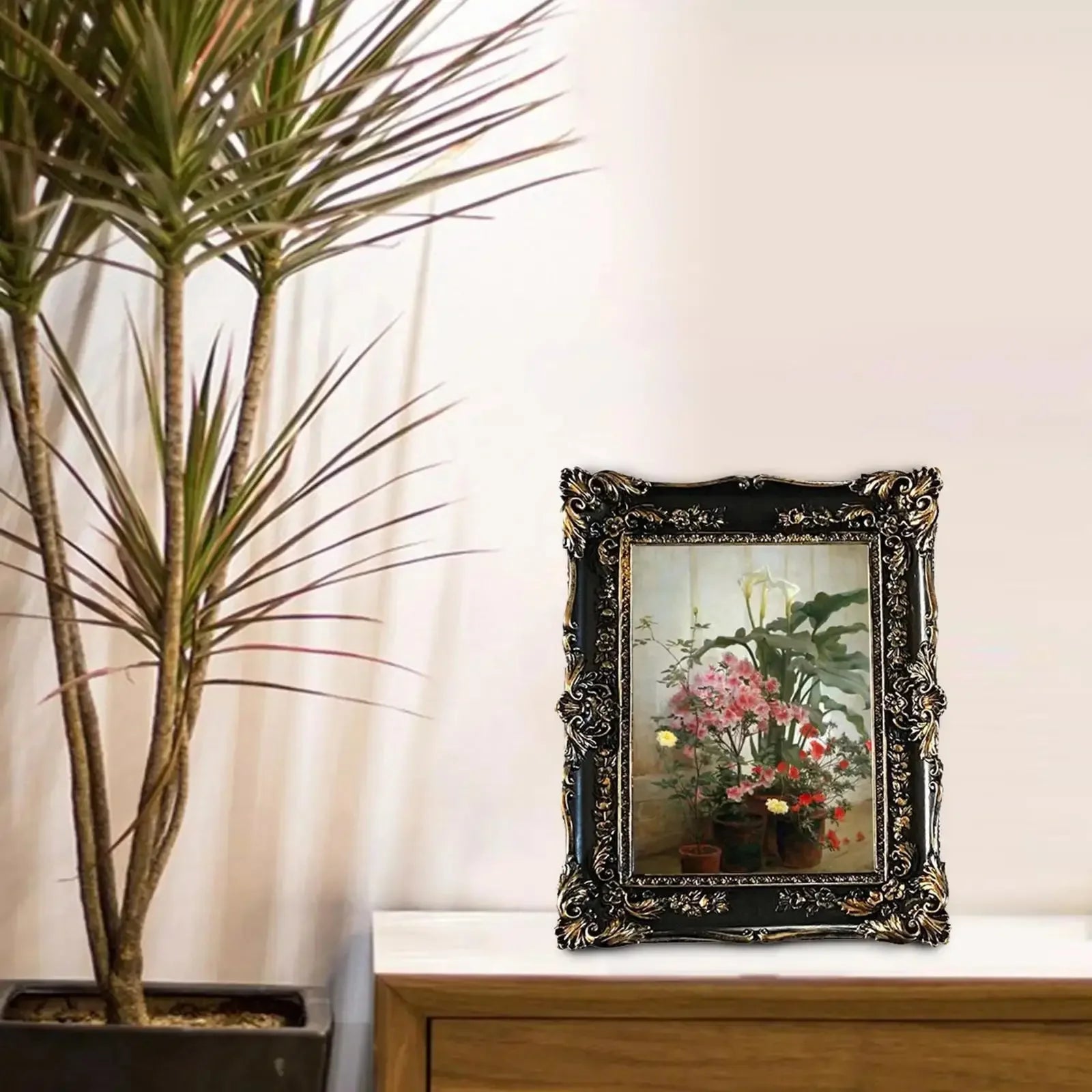 Resin Photo Frame 5x7 Tabletop and Wood Carving Antique Photo Frame for Wall Decorating Gifting Home Décor - Confia