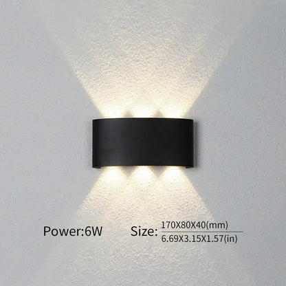 16 Watts Wall Lights 8 Ray Oval Up-Down LED Outdoor Waterproof IP65 Exterior Wall Step Light Fixture Waterproof Lamp (Warm White, Black Body) 16 Watts (8 Way) - Confia
