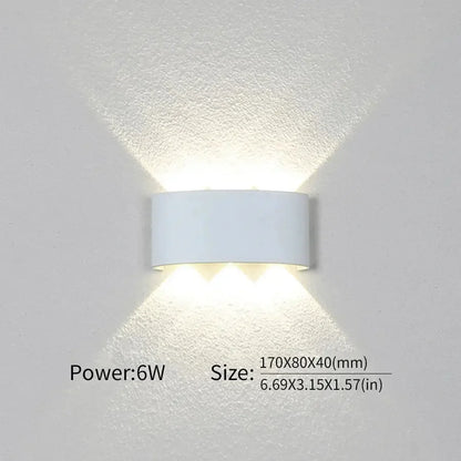 16 Watts Wall Lights 8 Ray Oval Up-Down LED Outdoor Waterproof IP65 Exterior Wall Step Light Fixture Waterproof Lamp (Warm White, Black Body) 16 Watts (8 Way) - Confia