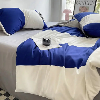 Bed Linen Bed Sheets Set Stripes Dots Duvet Cover Set - Confia - reusablefoodstoragebags confia