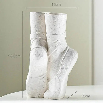 Ceramic Nordic Art Vase, Ballet Shoes Dancer Sculpture, Flower Vase, Room Flower Arrangement Crafts, Home Decoration Accessories - Confia