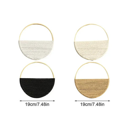 2Pcs Hand Woven Bohemian Wall Hanging Circular Wooden Cotton Rope Wall Decor Art Chic Bedroom Living Room Ideal Tapestries - Confia