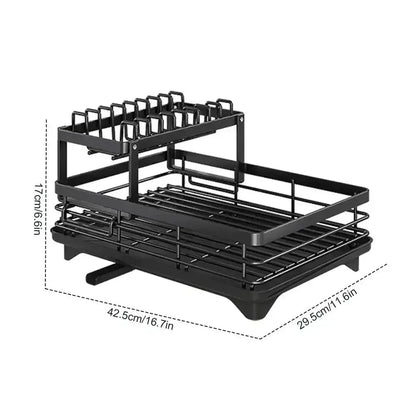 Simple Trending Dish Rack for Kitchen Counter, Large Capacity Dish Rack with Utensil Holder, Cutting Board Holder, Drain Board Tray for Kitchen Counter Storage - Confia - reusablefoodstoragebags confia
