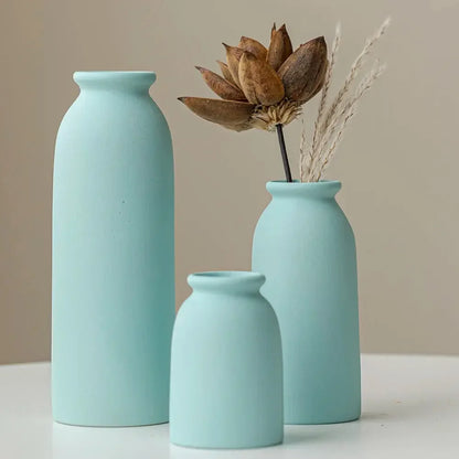 Ceramic Vase,Small Vases for Decor, Set 3 Modern Boho Vases for Flower Pampas, Fit for Living Room Desk Shelf Decor - Confia